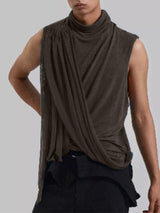 Mens Sheer Pleated High-Neck Tank SKUK72318