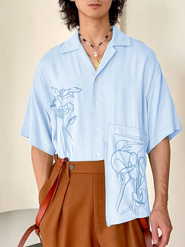 Mens Vacation Style Floral Print Short Sleeve Shirt SKUL06577