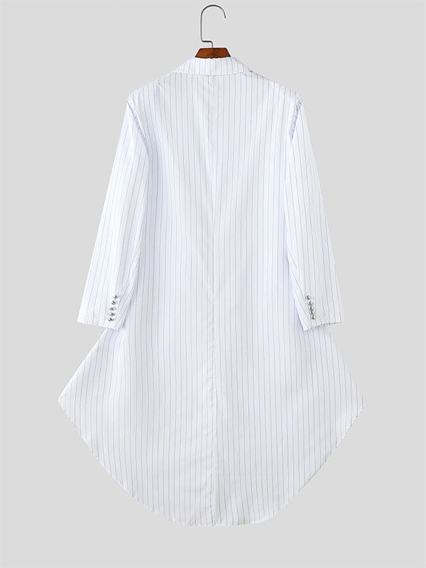 Men's Striped Twist Belt Long Sleeve Blazer SKUL33053