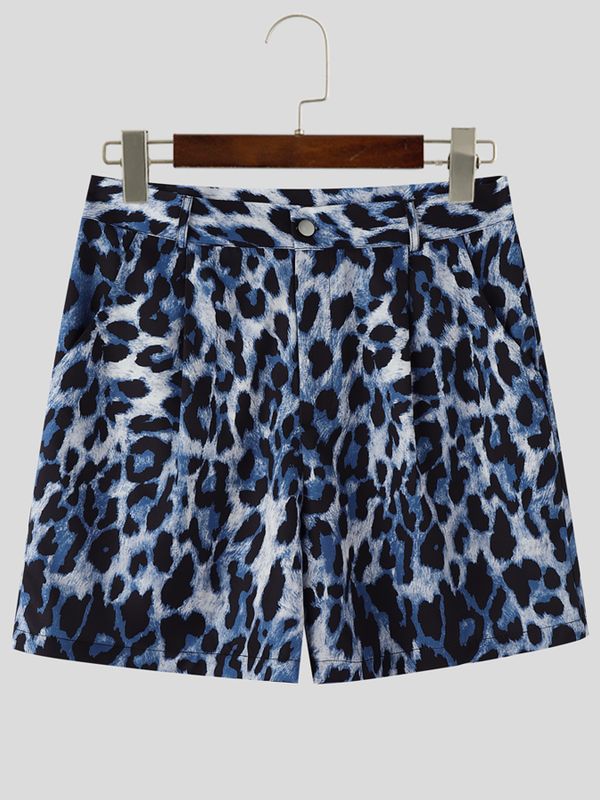 Men's Avant-Garde Leopard Pattern Clean Waistline Short SKUL63150