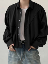 Men's Solid Color Deconstructed Long Sleeve Shirt SKUL39031