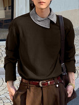 Men's Asymmetric Placket Versatile Long Sleeve Shirt SKUL40163