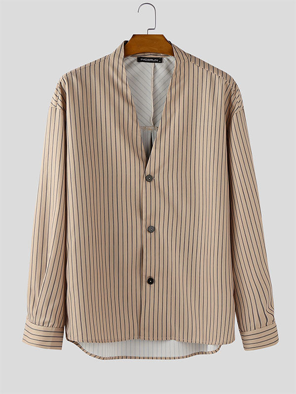 Men's Striped Loose Long Sleeve Cardigan SKUL28511