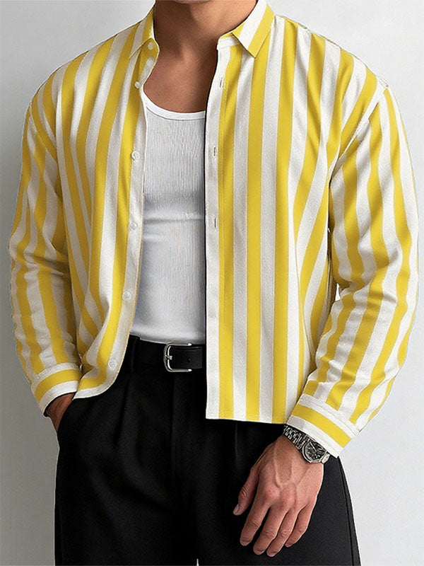 Men's Striped Casual Long Sleeve Shirt SKUL27335