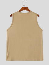 Men's Daily Wear Ribbed Henley Neck Pocket Tank SKUL74762
