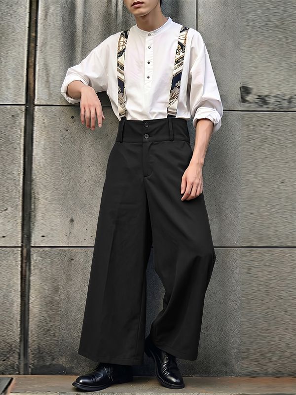 Men's Japanese Workwear High Waist Detachable Suspender Jumpsuit SKUL63182