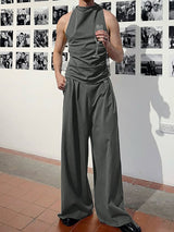 Men's Solid Color Halter Casual Two Pieces Outfit SKUL20254