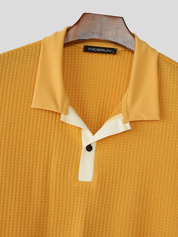 Mens Solid Color Textured Short-Sleeve Shirt SKUL17394