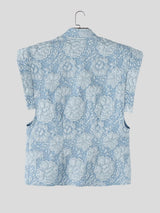 Men's New Chinese Style Floral Jacquard Mandarin Collar Shirt SKUL59790