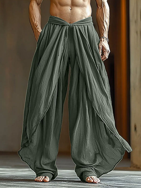 Mens Solid Color Ruched Textured Pant SKUL15169