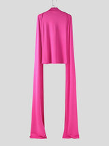 Men's Deconstructed Floor Length Hem Long Sleeve T-shirt SKUL48658