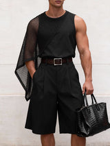 Men's Deconstructed Mesh Patchwork Two Pieces Outfit SKUL57182
