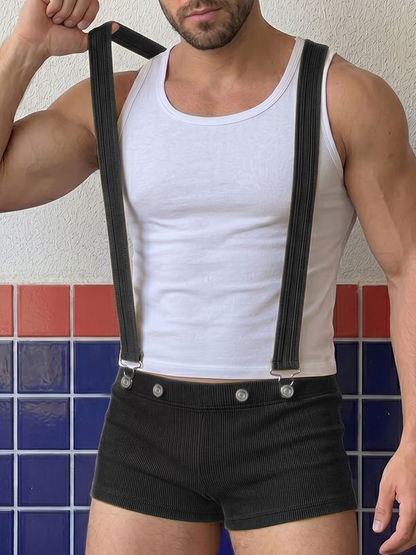 Men's High Street Sexy Ribbed Button Jumpsuit SKUL74480