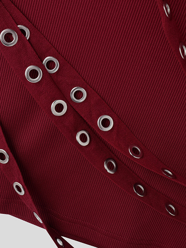 Mens Solid Color Metal Ring Patchwork Tank SKUL04414