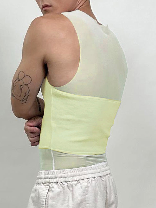 Mens Color-Blocked Sheer Tank SKUK96870