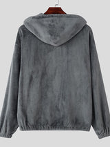 Men's Faux Fleece Loose Long Sleeve Zip-Up Hoodie SKUL37706