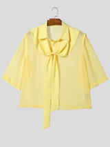 Men's Avant-Garde Semi-Sheer Chiffon Short Sleeve Shirt SKUL60224