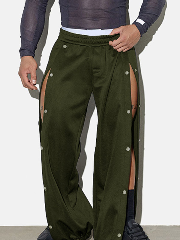 Mens Metal Buckle Split-Hem Pant SKUK93696