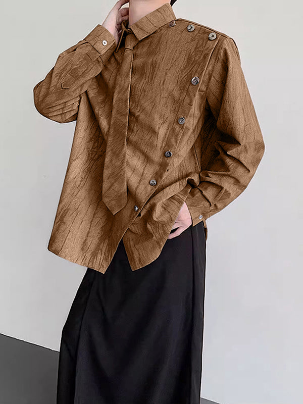 Men's Tie Dye Print Tie Long Sleeve Shirt SKUL30415