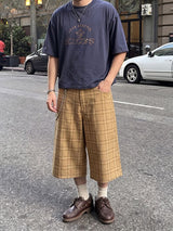 Men's Avant-Garde Plaid Wide-Leg Culotte Short SKUL60802
