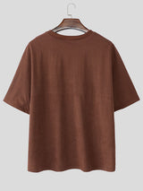 Mens Solid Color Zipper Short Sleeve T-Shirt SKUL17861