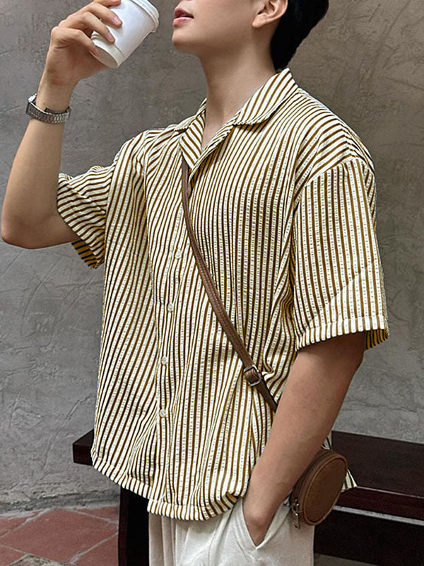 Mens Casual Striped Short Sleeve Shirt SKUL06502