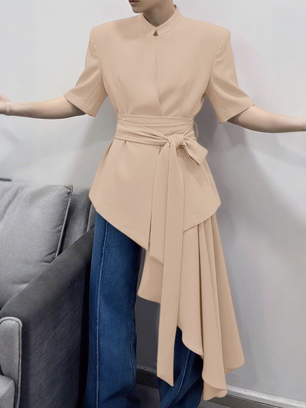 Men's Deconstructed Irregular Hem Waist Cinched Blazer SKUL41367