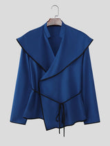 Men's Contrast Color Bold Edge Lace Up Long Sleeve Cardigan SKUL52024