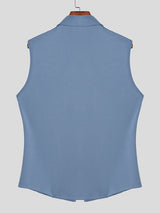 Men's Bow Patchwork Sleeveless Shirt SKUL20276