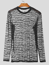 Mens Text Print Sheer Long-Sleeve T-Shirt SKUK90385