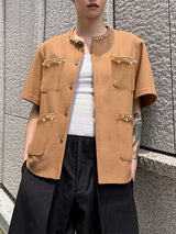 Men's Pearl Decor Short Sleeve Jacket SKUL29621