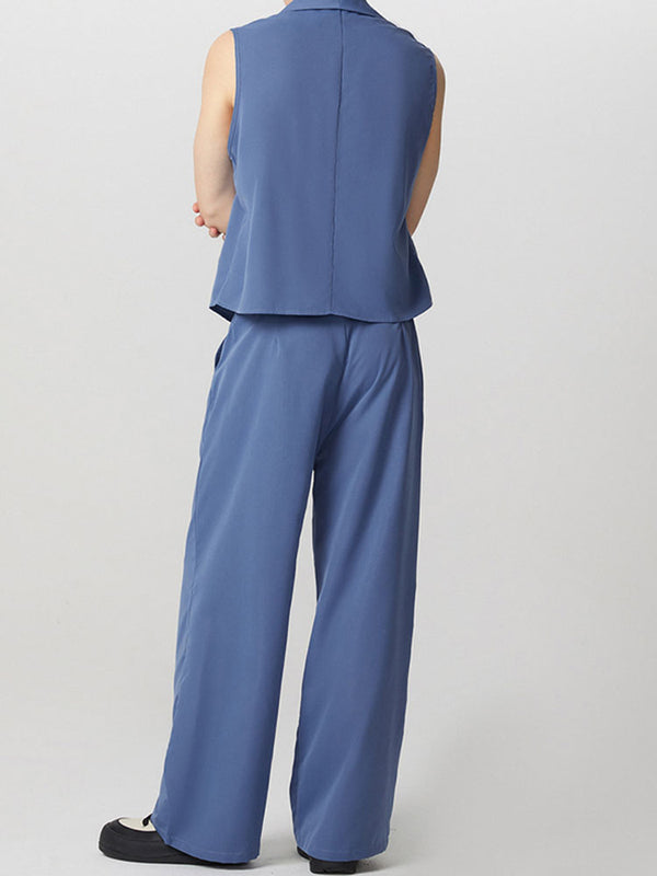 Mens Solid Color Double-Breasted Two Pieces Outfit SKUK76967