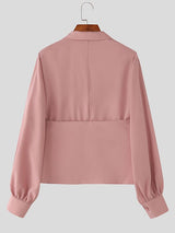 Men's Solid Waist Long Sleeve Shirt SKUL40547