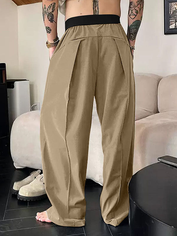 Mens Solid Color Loose Fit Colorblock Pant SKUL15088