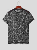 Mens Hollow See Through Short Sleeve T-Shirt SKUK51745