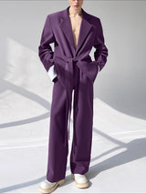 Men's Solid Color Casual Lace-Up Two Pieces Outfit SKUL30288