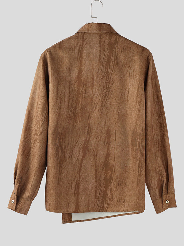 Men's Tie Dye Print Tie Long Sleeve Shirt SKUL30415