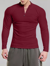 Mens Solid Color Casual Fitted Long Sleeve T-Shirt SKUK99049