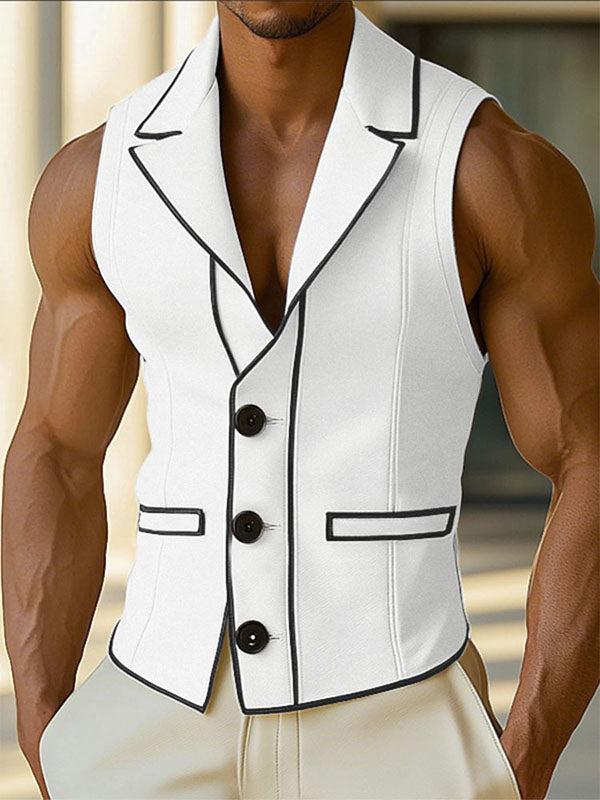 Mens Bold Stripe Contrast Color Knit Casual Waistcoat SKUL16755