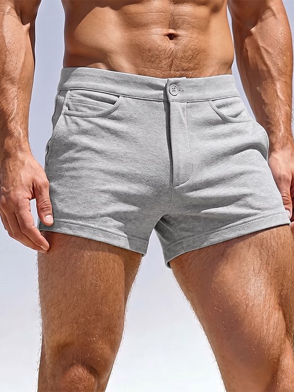 Men's Beach Resort Fit Soft Knit Button Front Booty Short SKUL76208