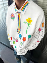 Men's Fun Crayon Print Long Sleeve Shirt SKUL41205