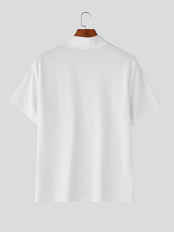 Mens Solid Color Textured Short Sleeve T-Shirt SKUL19120