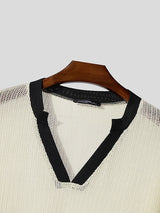 Men's Semi-Sheer Mesh Colorblock Long Sleeve T-Shirt SKUL25963