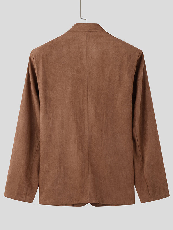 Mens Suede Panel Long-Sleeve Blazer SKUK91128