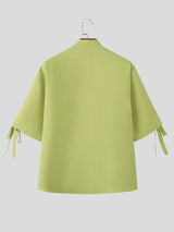 Men's Frog Button Stand Collar Tie Cuff Shirt SKUL57723