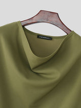 Men's Solid Color Textured Short Sleeve T-shirt SKUL55441