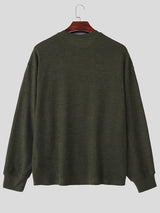Men's Solid Color Textured Long Sleeve Sweater SKUL29705