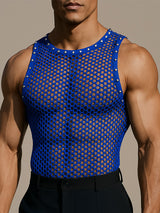 Mens Solid Color Sheer Mesh Casual Tank SKUL12489