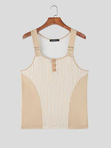 Men's Stripe Patchwork Casual Tank SKUL48000
