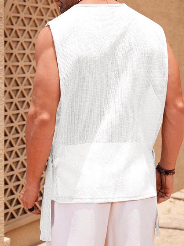 Men's Sheer Mesh Textured Casual Tank SKUL06336